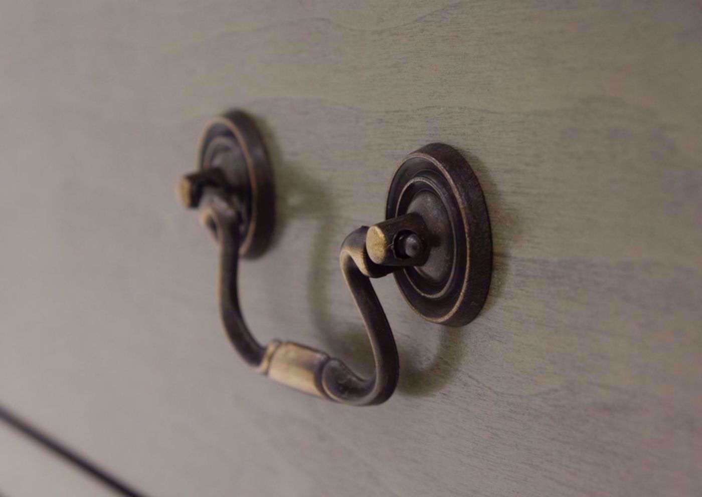 Gray Louis Philippe Chest of Drawers Showing the Metal Drawer Pull | Home Furniture Plus Bedding