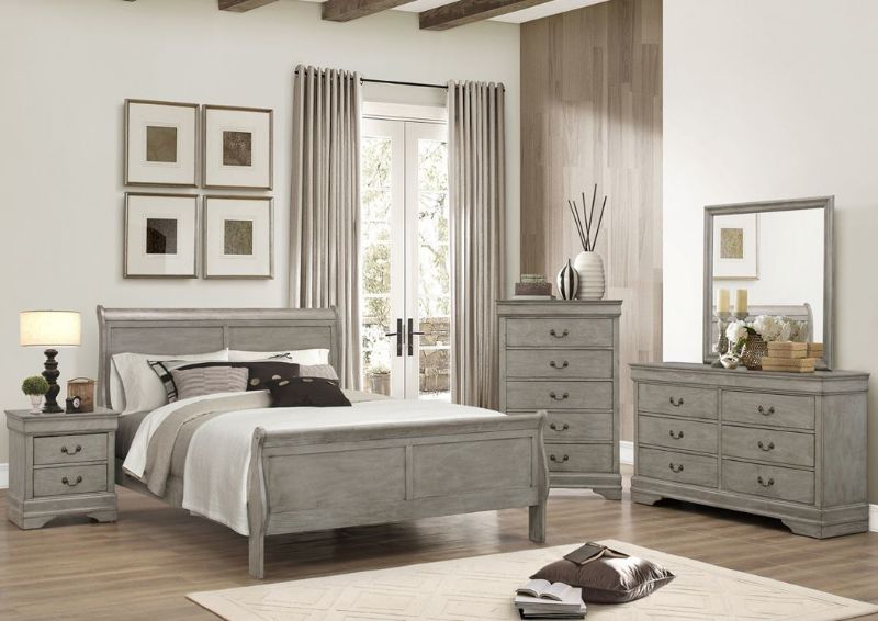 Picture of Louis Philippe Queen Size Bedroom Set - Gray