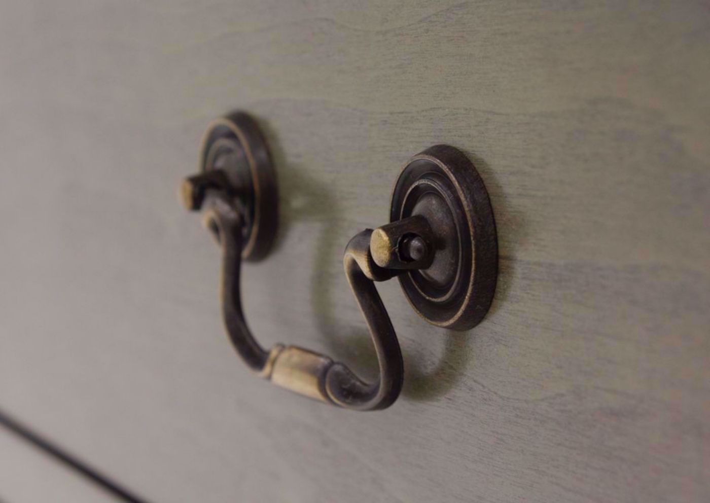 Gray Louis Philippe Bedroom Set Showing the Metal Drawer Pull | Home Furniture Plus Bedding