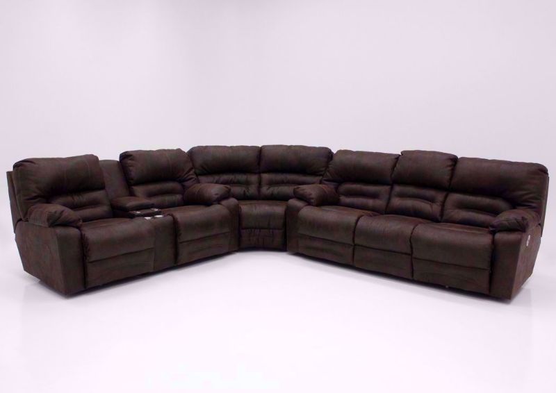 Front Facing View of the Brown Legacy POWER Reclining Sectional Sofa | Home Furniture Plus Bedding
