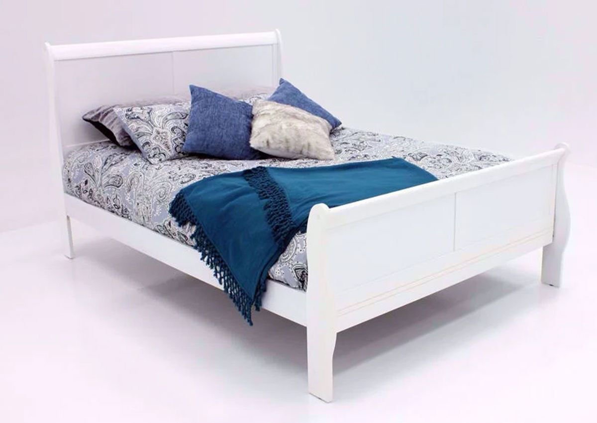 Louis Philippe King Size Bed - White