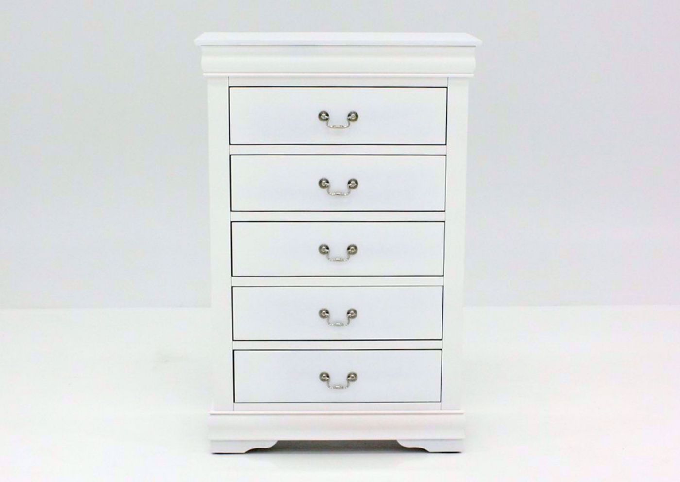 Crisp White Louis Philippe Chest of Drawers Facing Front | Home Furniture Plus Bedding