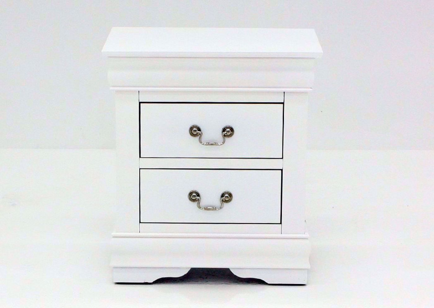 Crisp White Louis Philippe Nightstand Facing Front | Home Furniture Plus Mattress