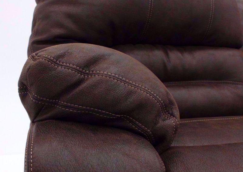 Brown Legacy POWER Reclining Sofa Pillow Arm Detail | Home Furniture Plus Bedding