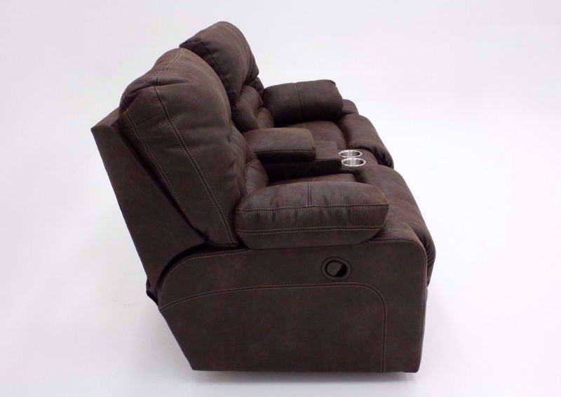 Brown Legacy POWER Reclining Loveseat, Side View | Home Furniture Plus Bedding