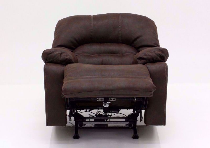 Brown Legacy POWER Rocker Recliner, Front Facing in a Fully Reclined Position | Home Furniture Plus Mattress