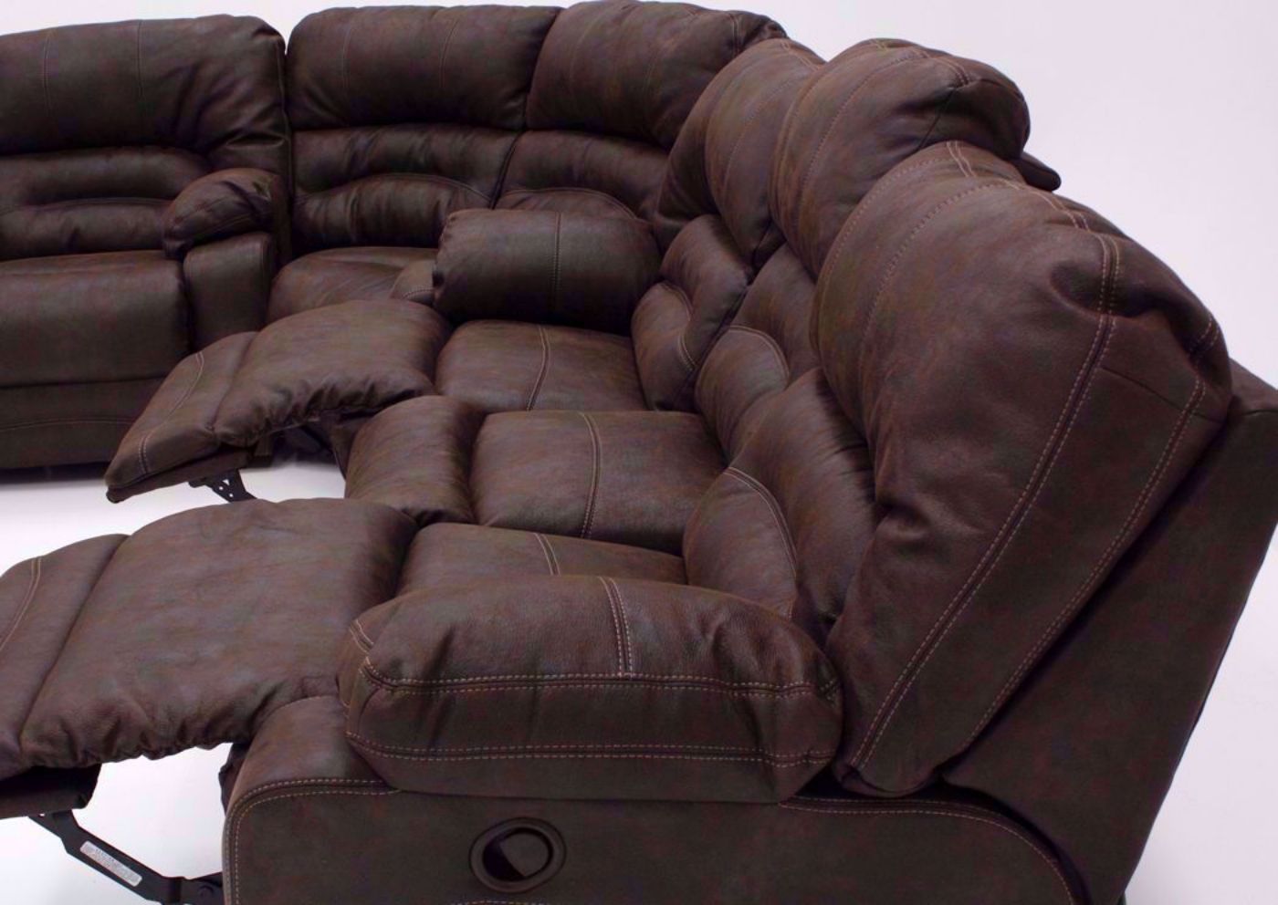 Brown Legacy Reclining Sectional Sofa Showing the Right Side View in the Reclined Position | Home Furniture Plus Bedding
