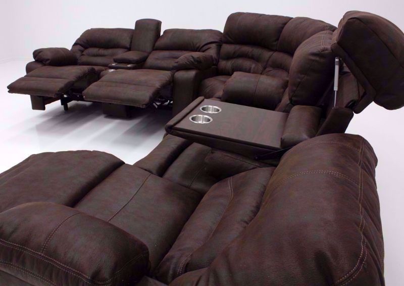 Brown Legacy POWER Reclining Sectional from the Right Side  in a Fully Reclined Position | Home Furniture Plus Bedding