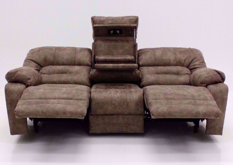 Tan Legacy Reclining Sofa, Front Facing in the Fully Open Position | Home Furniture Plus Bedding