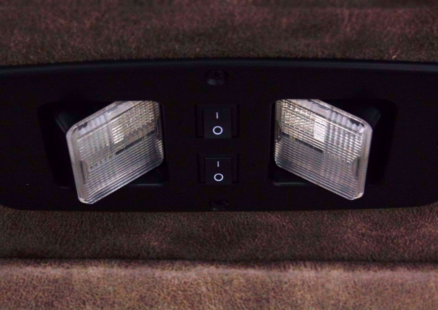 Tan Legacy POWER Reclining Sofa Showing the Hidden Table Lights Close Up | Home Furniture Plus Bedding