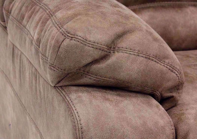 Tan Legacy POWER Reclining Loveseat Pillow Arm Detail | Home Furniture Plus Bedding