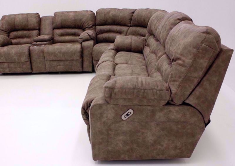Tan Legacy POWER Reclining Sectional Showing The Right Side | Home Furniture Plus Bedding