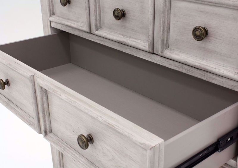 Rustic White Heartland Chest of Drawers Showing the Drawer Interior | Home Furniture Plus Bedding