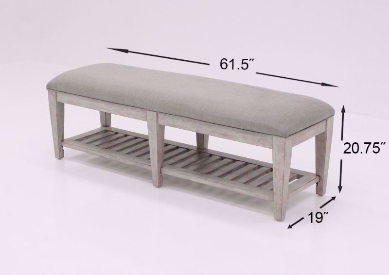 White Heartland Upholstered Bench Dimensions | Home Furniture Plus Mattress