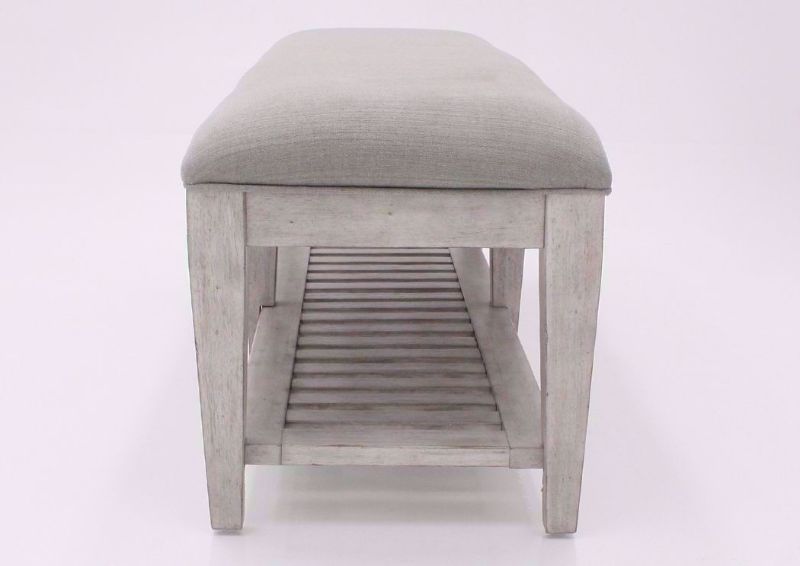 White Heartland Upholstered Bench Showing the Side View | Home Furniture Plus Mattress