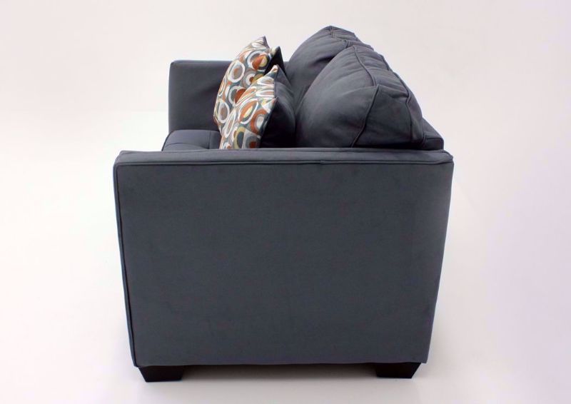 Side View of the Steel Gray Filone Loveseat by Ashley Furniture | Home Furniture + Mattress