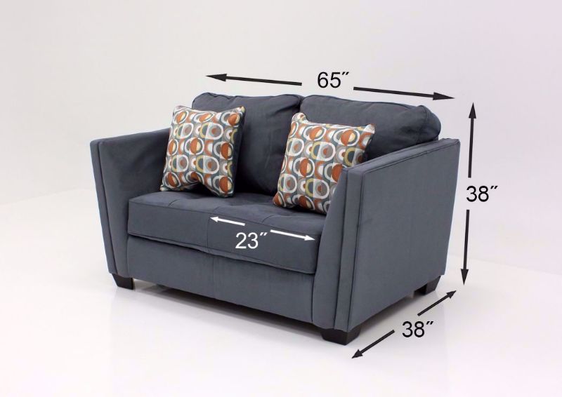 Measurement Details on the Steel Gray Filone Living Room Set's Loveseat by Ashley Furniture | Home Furniture Plus Mattress