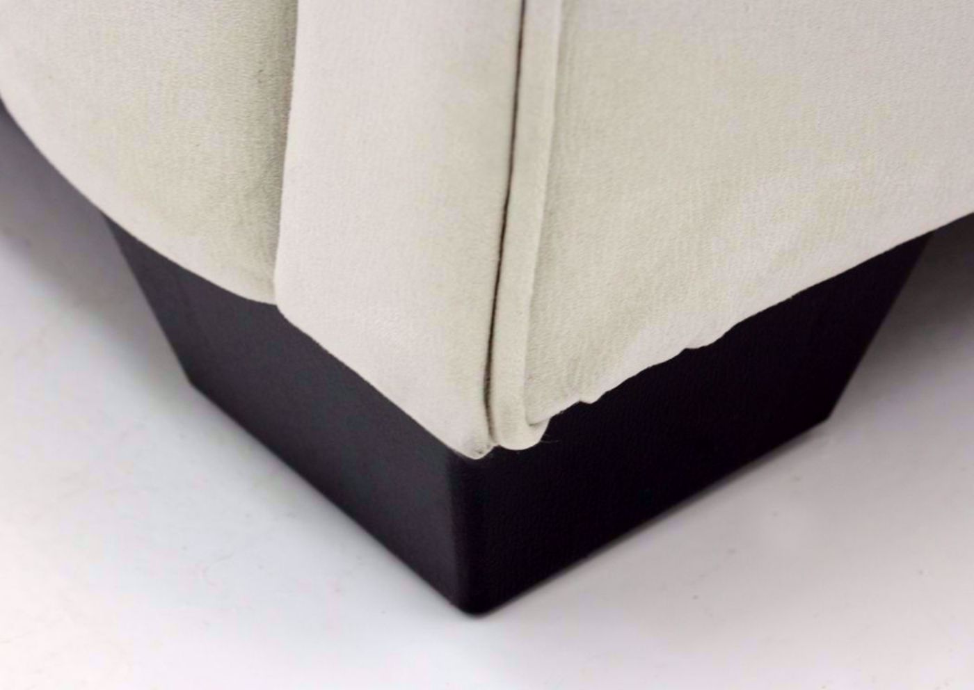 Close Up of Corner and Block Style Feet on the Ivory Filone Loveseat by Ashley Furniture In Room Setting | Home Furniture Plus Mattress