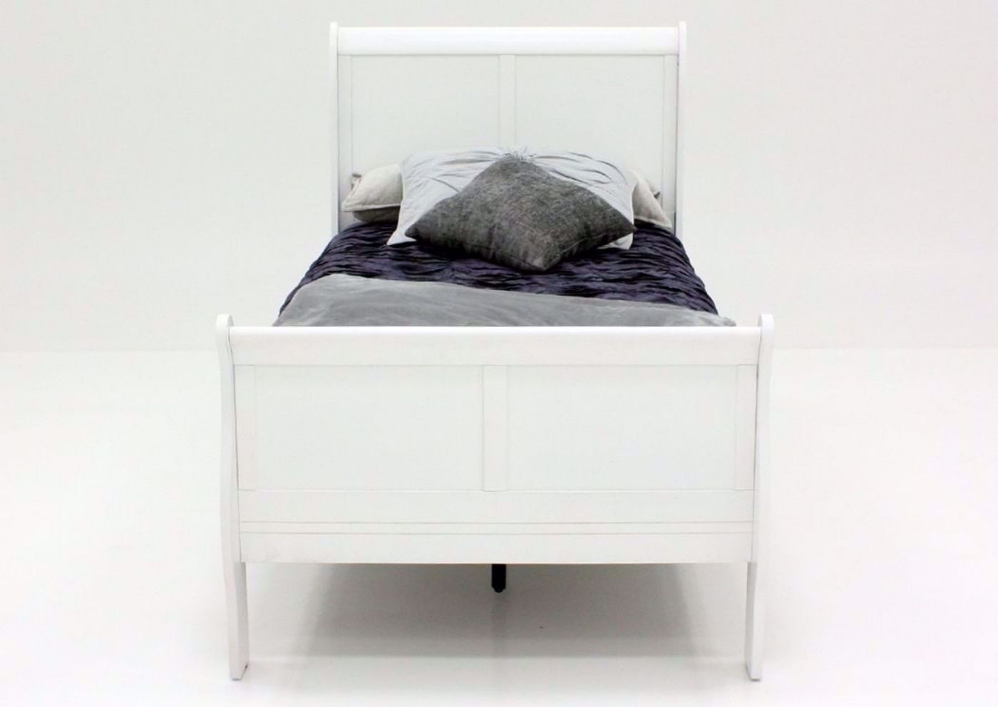 Louis Philippe Twin Size Bed, White, Front Facing | Home Furniture Plus Bedding