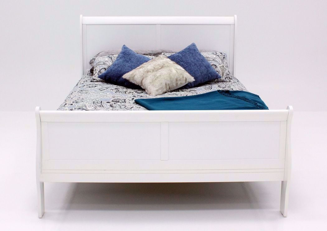 The Louis Philippe Queen Bed White sold at Hilton Furniture serving  Houston, TX and surrounding areas.