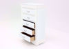 Crisp White Louis Philippe Chest of Drawers  at an Angle With the Drawers Open | Home Furniture Plus Bedding