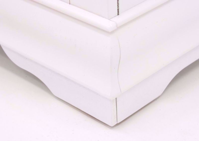 Crisp White Louis Philippe Chest of Drawers Showing the Base Foot Detail | Home Furniture Plus Bedding