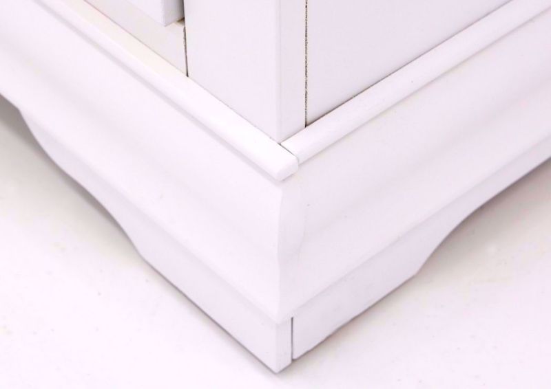 Crisp White Louis Philippe Nightstand Foot Detail | Home Furniture Plus Mattress