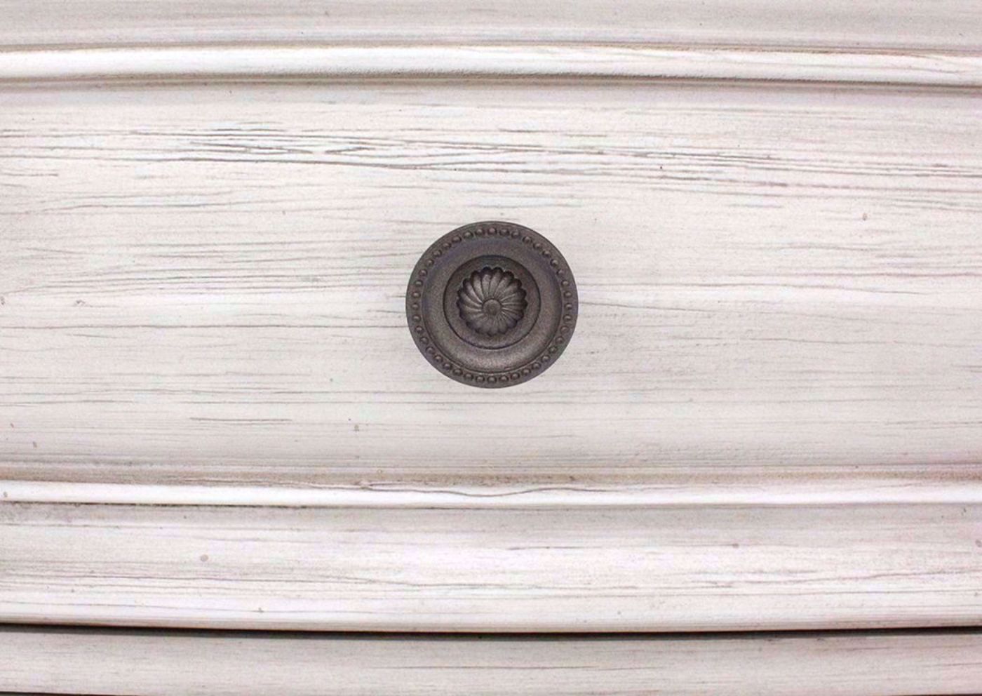 Distressed White Passages Chest of Drawers Showing the Metal Drawer Knob | Home Furniture Plus Bedding