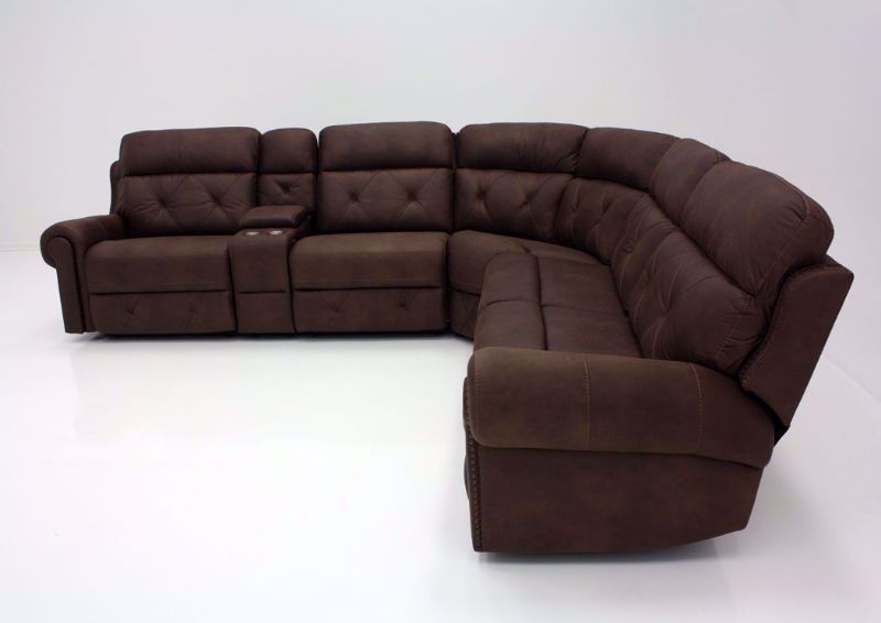 Left (Facing) Side View of Dark Brown POWER Reclining Sectional Sofa, Right Side View | Home Furniture + Mattress
