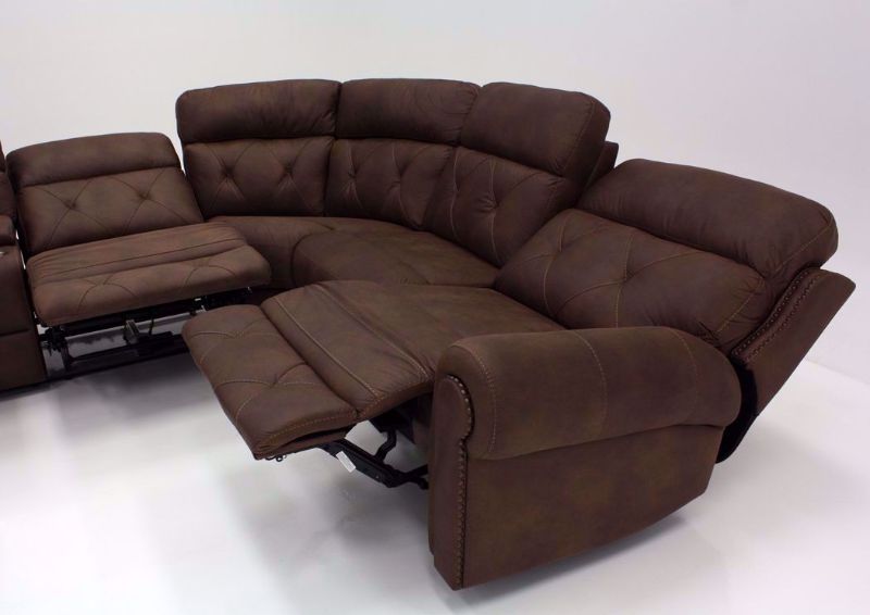 Front Facing Dark Brown Berkley POWER Sectional Sofa, Fully Reclined, Right Side View | Home Furniture + Mattress