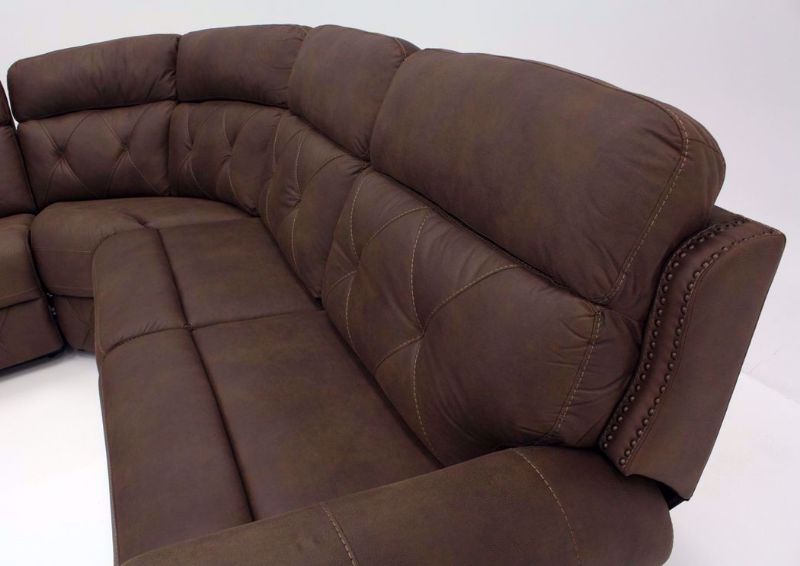 Front Facing Dark Brown Berkley POWER Sectional Sofa, Fully Reclined, Seat Back, Right Side View | Home Furniture + Mattress