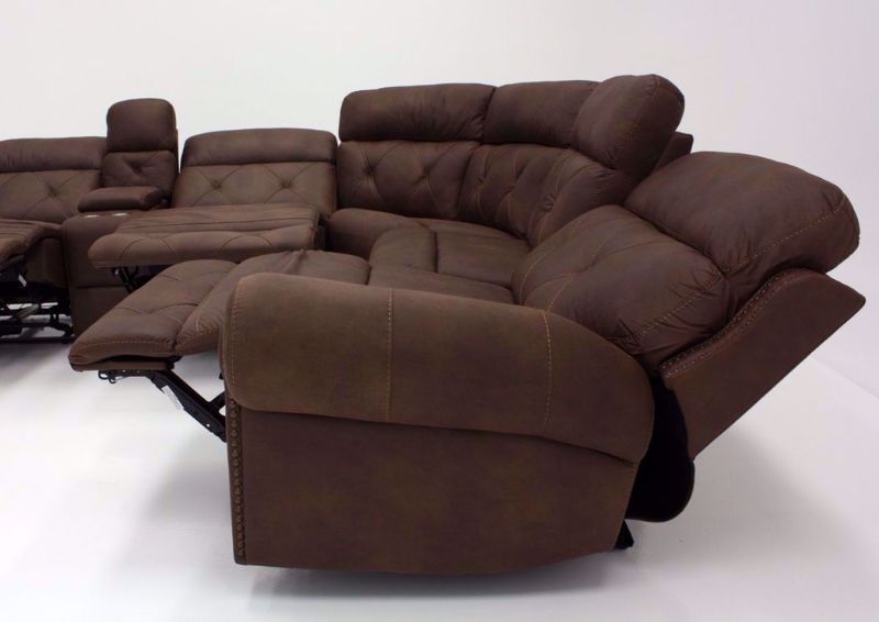 Front Facing Dark Brown Berkley POWER Sectional Sofa, Fully Reclined, Right Side View, Fully Reclined | Home Furniture + Mattress