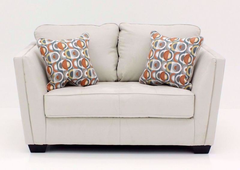 Ivory Filone Loveseat by Ashley Furniture with Accent Pillows | Home Furniture Plus Mattress