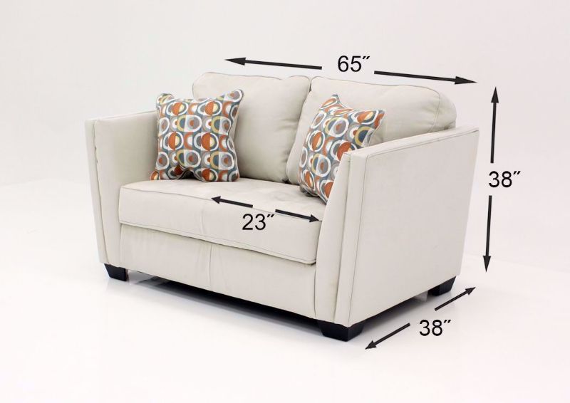Measurement Details on the Ivory Filone Loveseat by Ashley Furniture | Home Furniture Plus Mattress