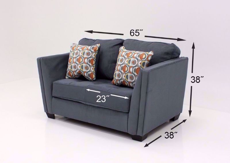 Measurement Details on the Steel Gray Filone Loveseat by Ashley Furniture | Home Furniture + Mattress