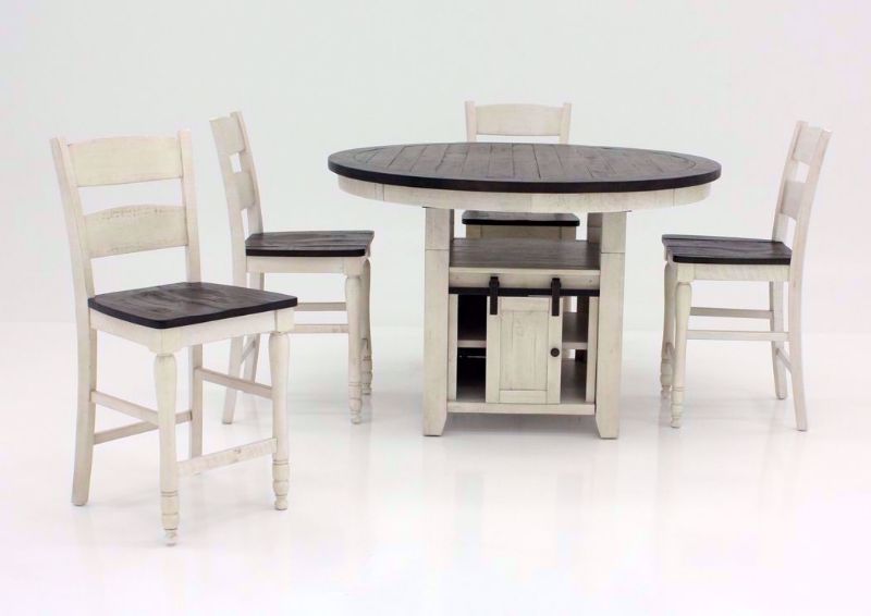 White Two-Tone Madison County Bar Height Table Set Facing Front | Home Furniture Plus Mattress