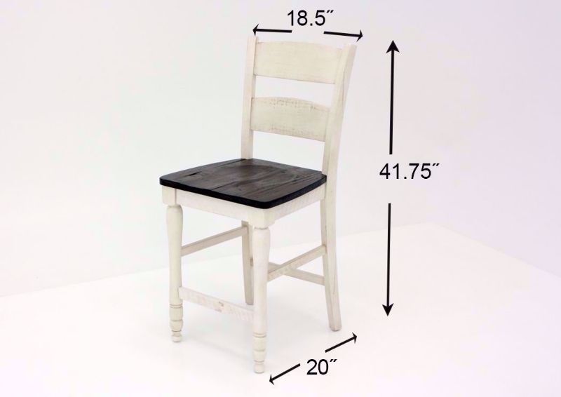 White Two-Tone Madison County Bar Height Table Set Showing Barstool Dimensions | Home Furniture Plus Mattress