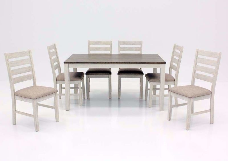 White Skempton 7 Piece Dining Set by Ashley Furniture Showing the Front View | Home Furniture Plus Bedding