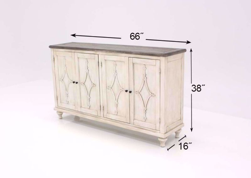 St. Claire TV Stand in Antique White, Dimensions