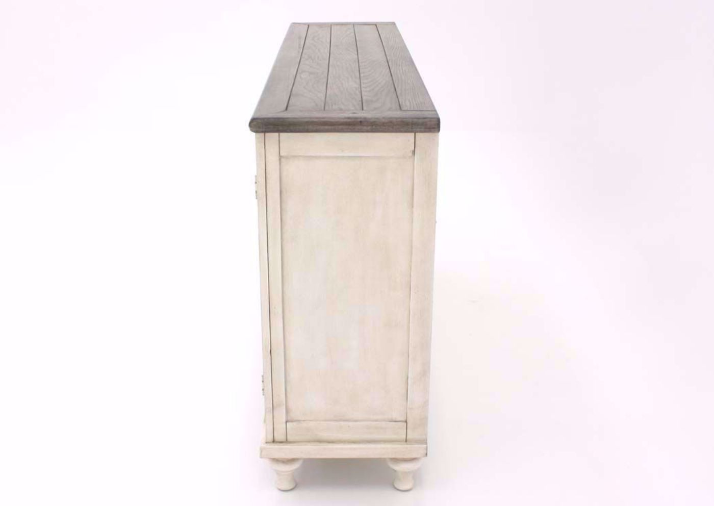 St. Claire TV Stand in Antique White, Side View