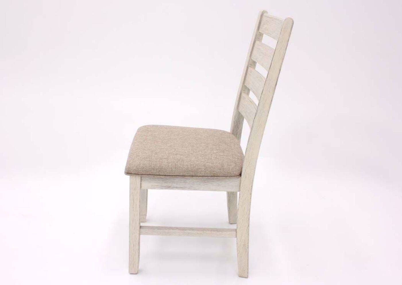 White Skempton 7 Piece Dining Set by Ashley Furniture Showing the Chair Side View | Home Furniture Plus Bedding