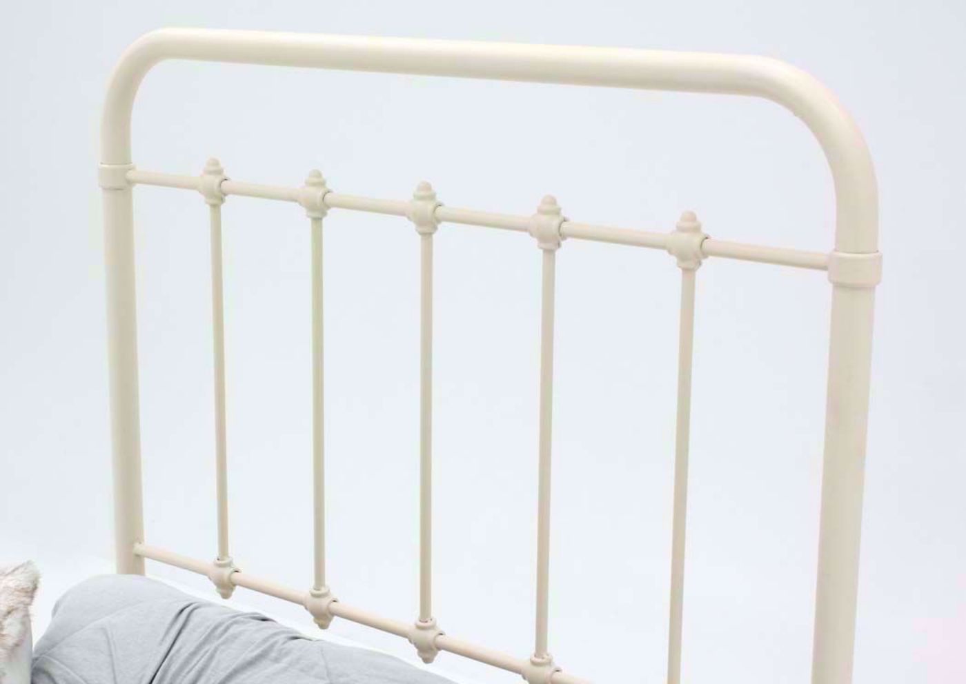 White Iron Style Jourdan Creek Twin Bed Showing the Metal Headboard | Home Furniture Plus Bedding