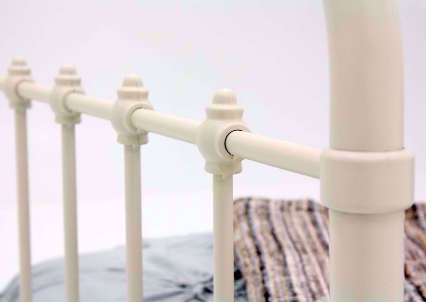 White Iron Style Jourdan Creek Twin Bed Showing Close Up Footboard Detail | Home Furniture Plus Bedding