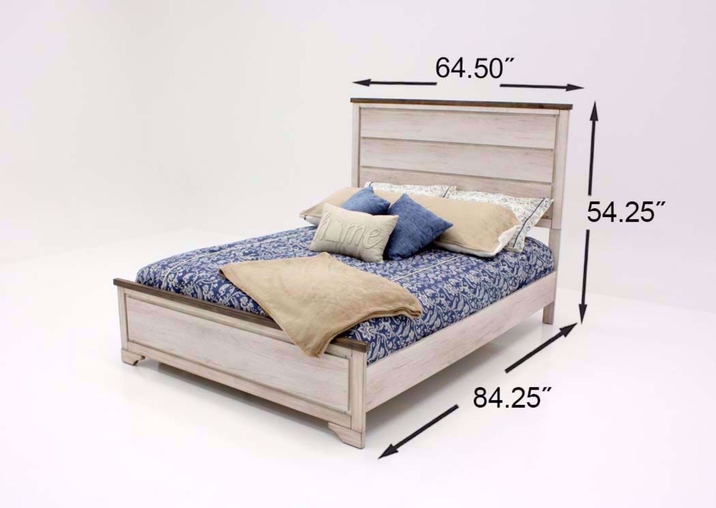 Driftwood Gray Patterson Bedroom Set Showing the Queen Bed Dimensions | Home Furniture Plus Mattress