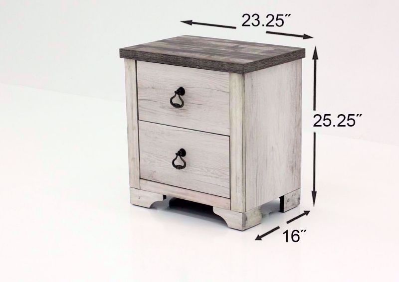 Driftwood Gray Patterson Bedroom Set Showing the Nightstand Dimensions | Home Furniture Plus Mattress