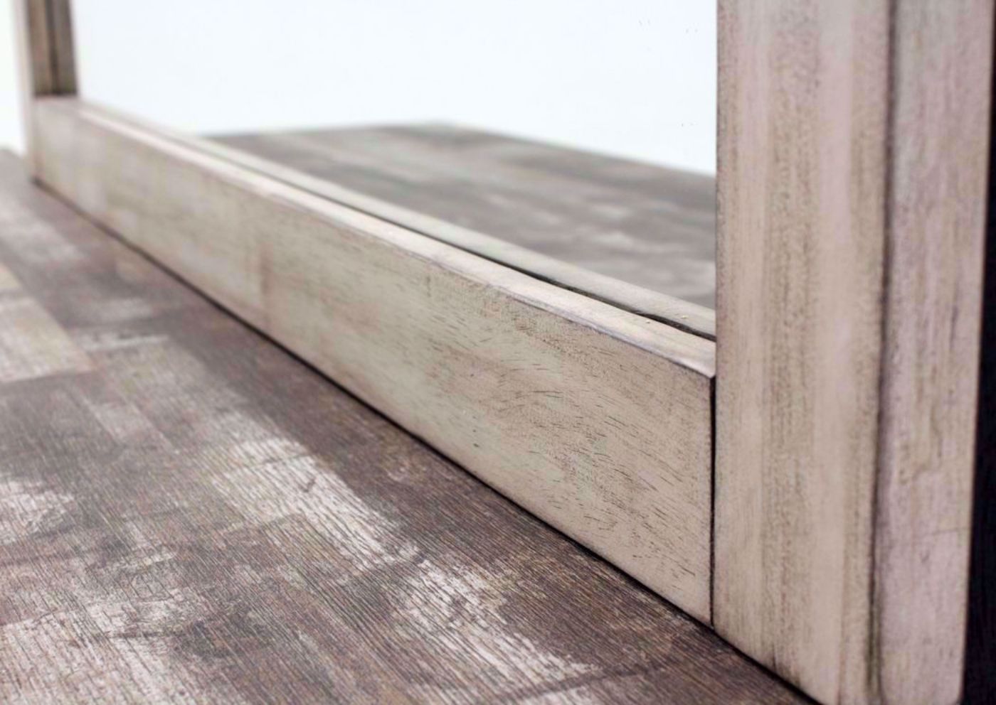 Driftwood Gray Patterson Dresser and Mirror Showing the Wood Top Detail | Home Furniture Plus Mattress