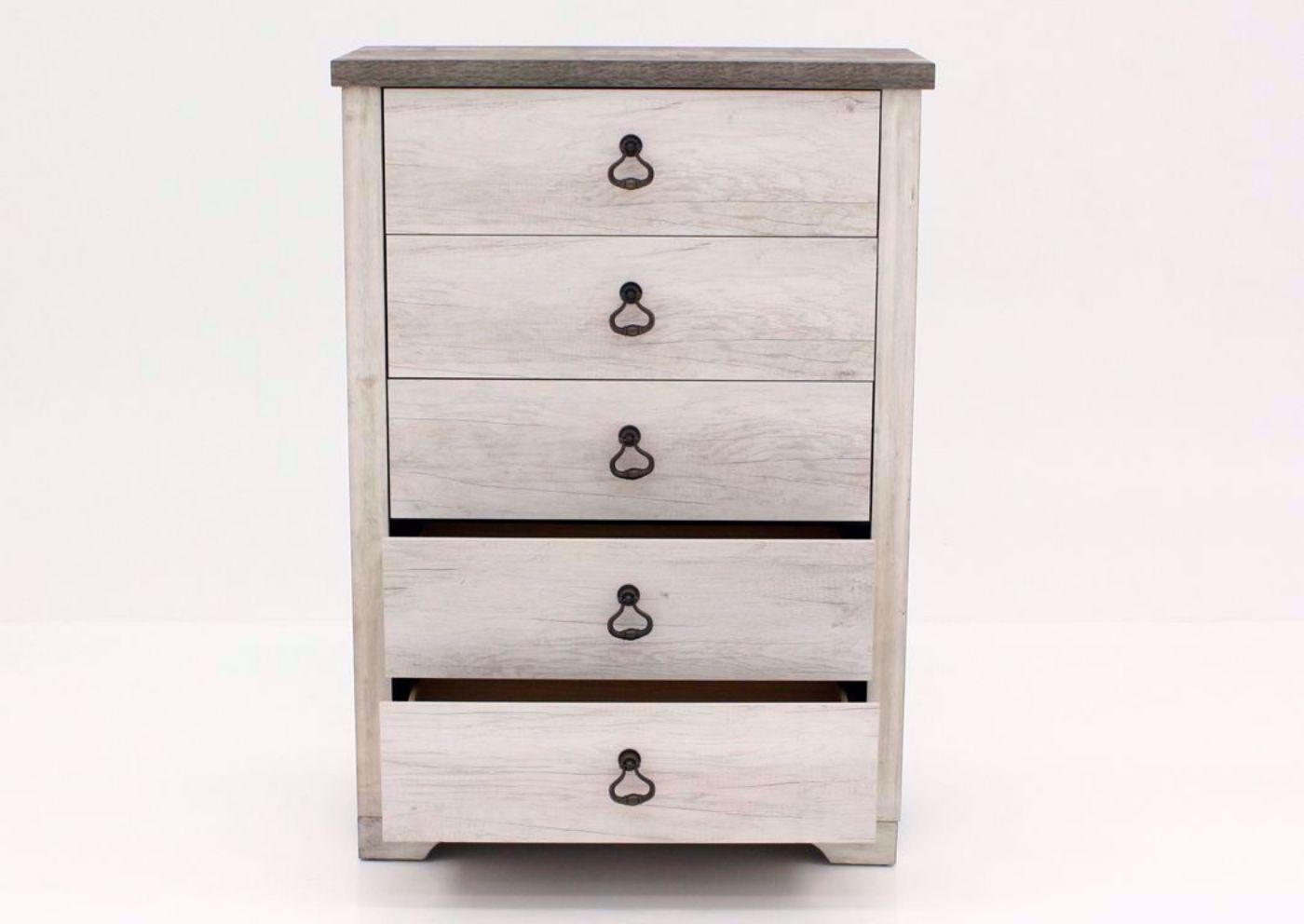 Driftwood Gray Patterson Chest of Drawers Facing Front With the Drawers Open | Home Furniture Plus Mattress