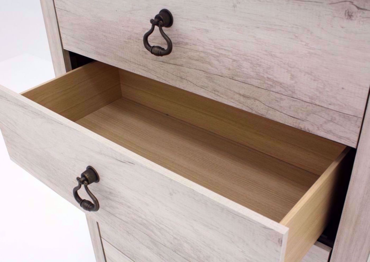Driftwood Gray Patterson Chest of Drawers Showing the Drawer Interior | Home Furniture Plus Mattress