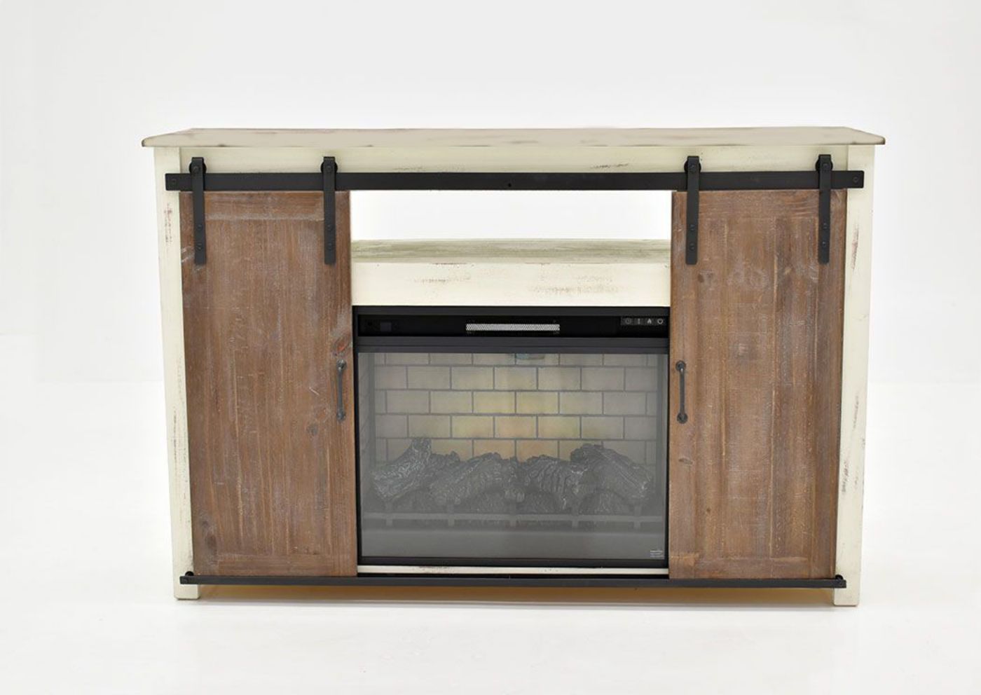 Picture of Maverick TV Stand with Fireplace - Ash and White