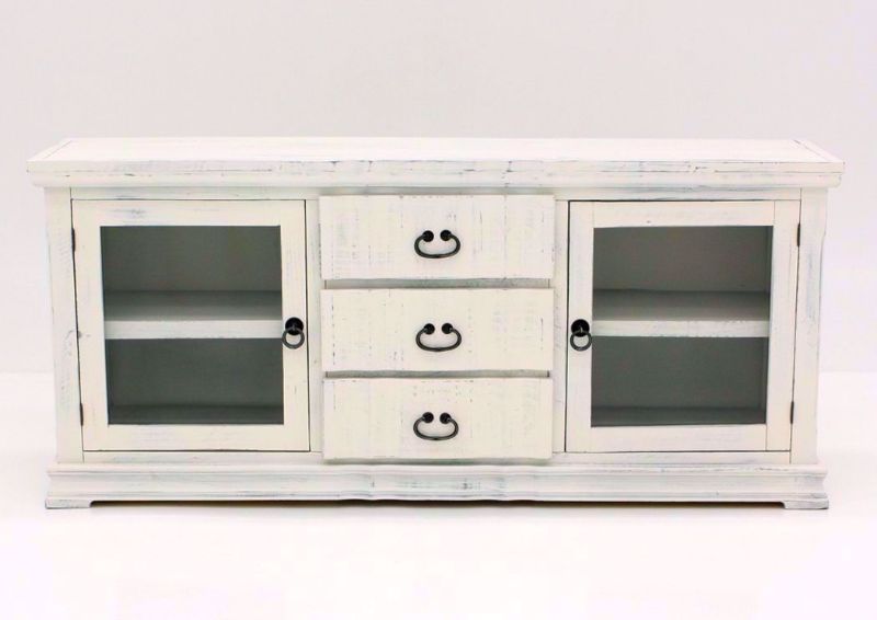 White Grand Rustic TV Stand 72 Inch Facing Front | Home Furniture Plus Mattress